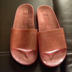 glittery pink slides
